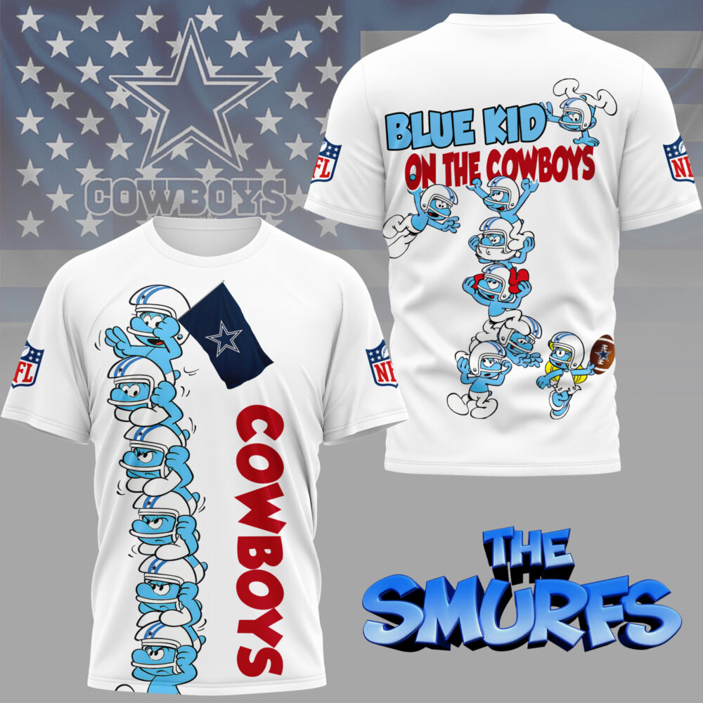 Dallas Cowboys | Premium NFL x Smurfs 3D Shirt NY - White