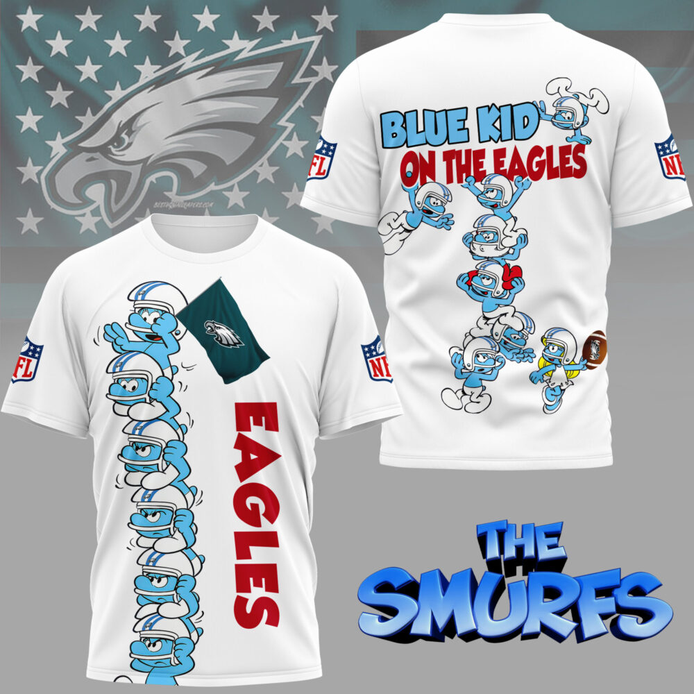 Philadelphia Eagles | Premium NFL x Smurfs 3D Shirt NY - White