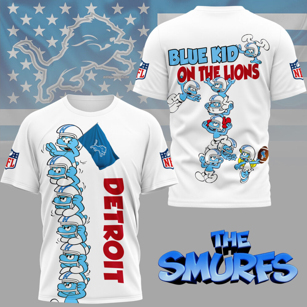 Detroit Lions | Premium NFL x Smurfs 3D Shirt NY - White