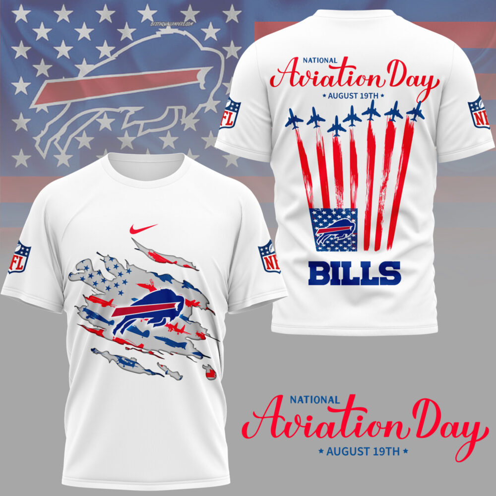 Buffalo Bills | Premium National Aviation Day 3D Shirt NY - White