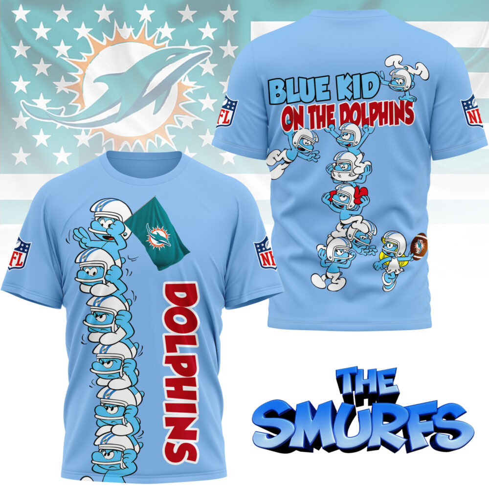Miami Dolphins | Premium NFL x Smurfs 3D Shirt NY - 5XL, Blue