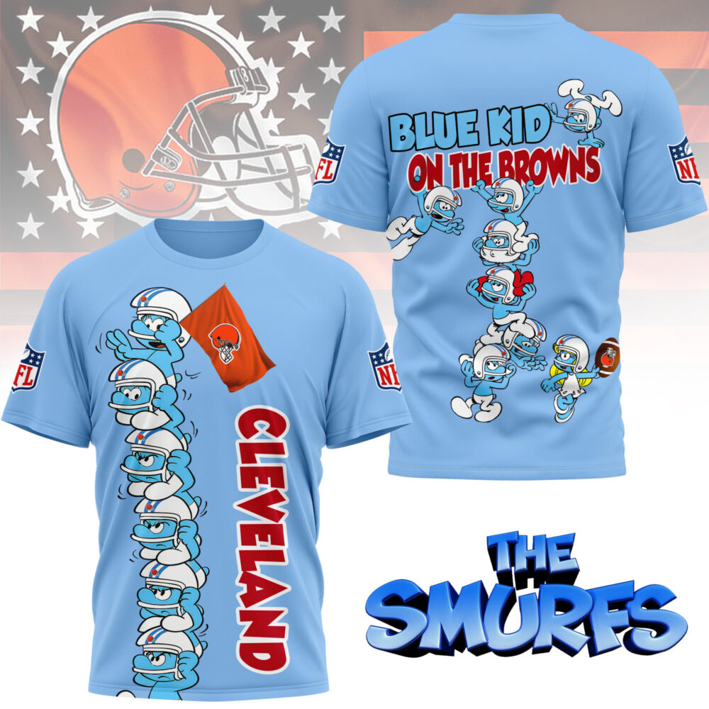 Cleveland Browns | Premium NFL x Smurfs 3D Shirt NY - 2XL, White