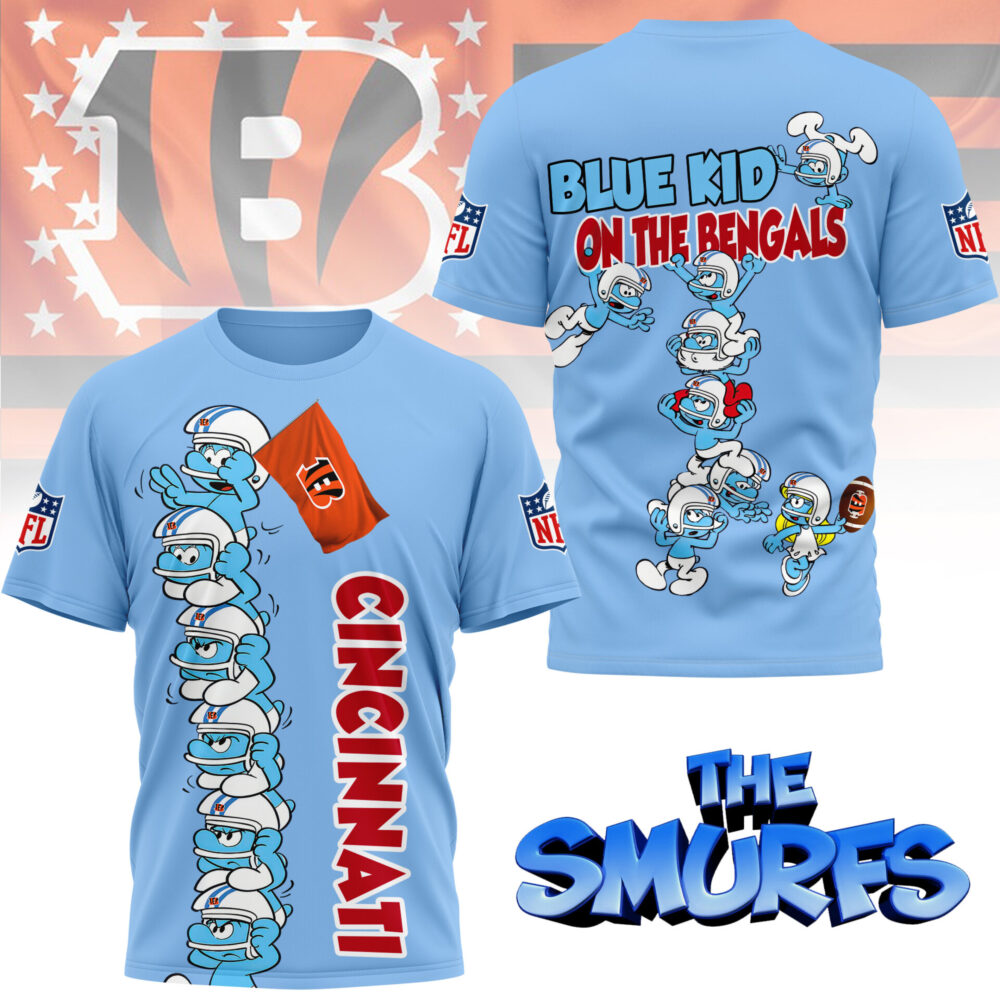 Cincinnati Bengals | Premium NFL x Smurfs 3D Shirt NY - 3XL, Blue