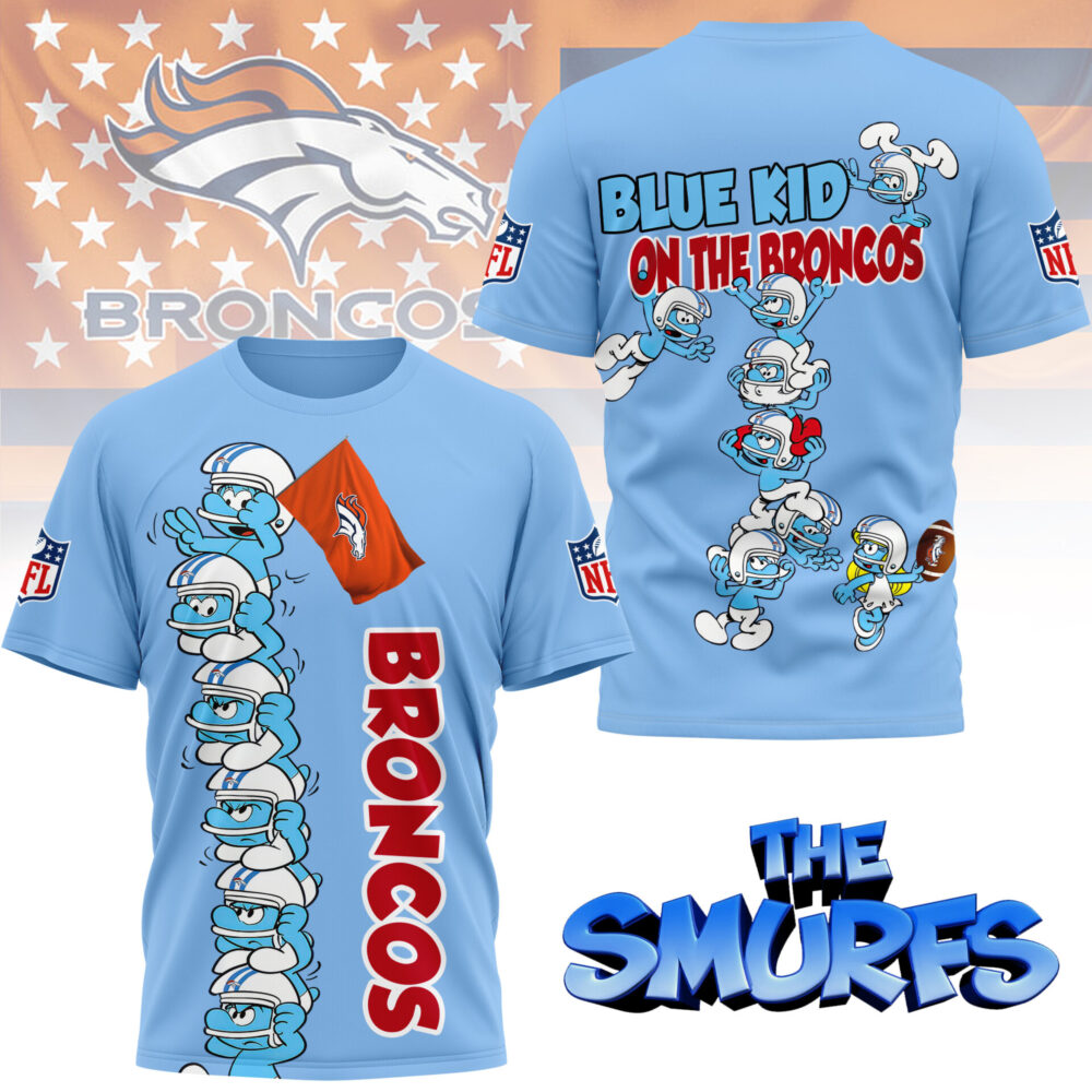 Denver Broncos | Premium NFL x Smurfs 3D Shirt NY - 2XL, White