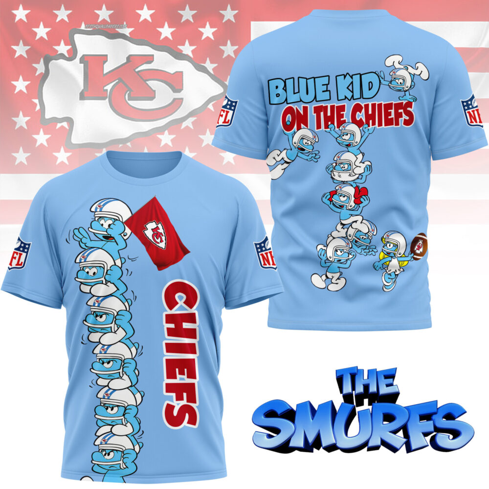 Kansas City Chiefs | Premium NFL x Smurfs 3D Shirt NY - 2XL, White