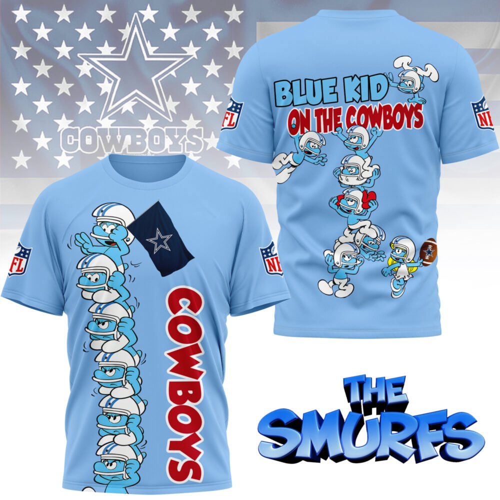 Dallas Cowboys | Premium NFL x Smurfs 3D Shirt NY - 4XL, Blue