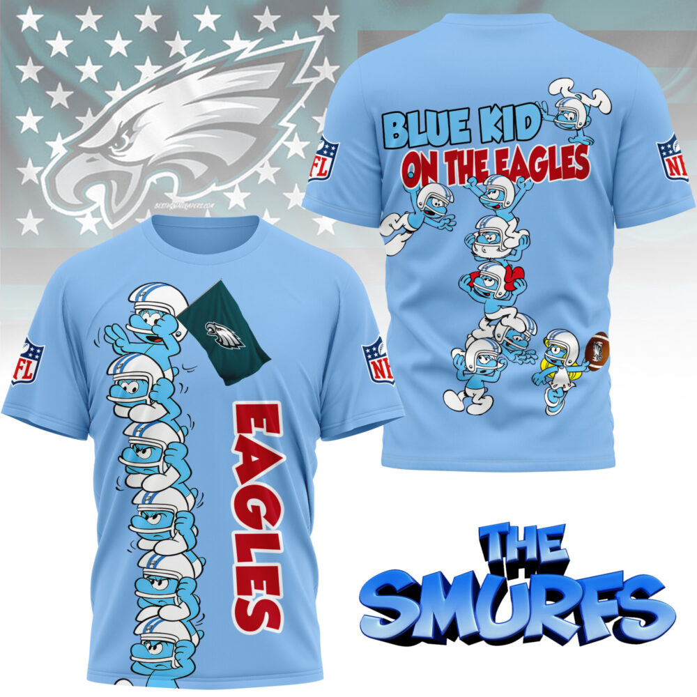Philadelphia Eagles | Premium NFL x Smurfs 3D Shirt NY - L, Black