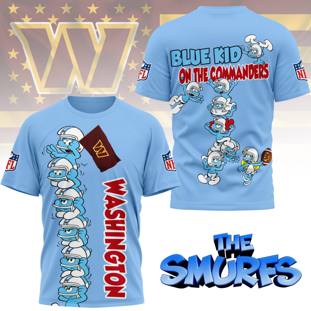 Washington Commanders | Premium NFL x Smurfs 3D Shirt NY - XL, Blue
