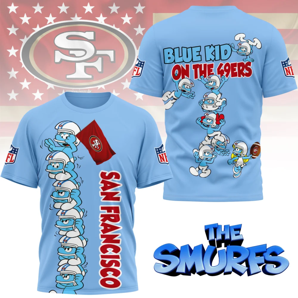 San Francisco 49ers | Premium NFL x Smurfs 3D Shirt NY - L, Blue