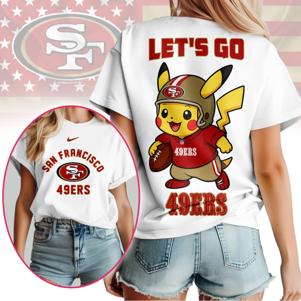 San Francisco 49ers | Premium NFL Pokemon Fan 3D Shirt NY - L, Red