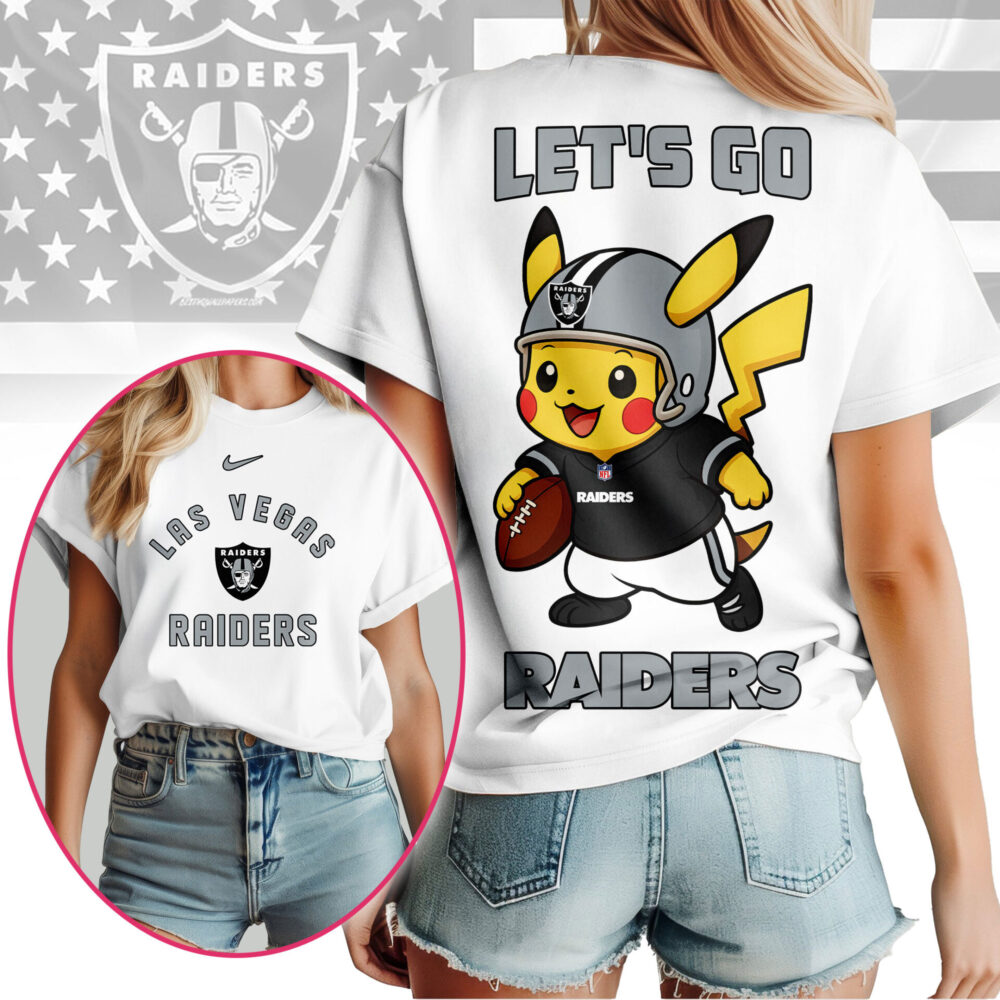 Las Vegas Raiders | Premium NFL Pokemon Fan 3D Shirt NY - 2XL, White