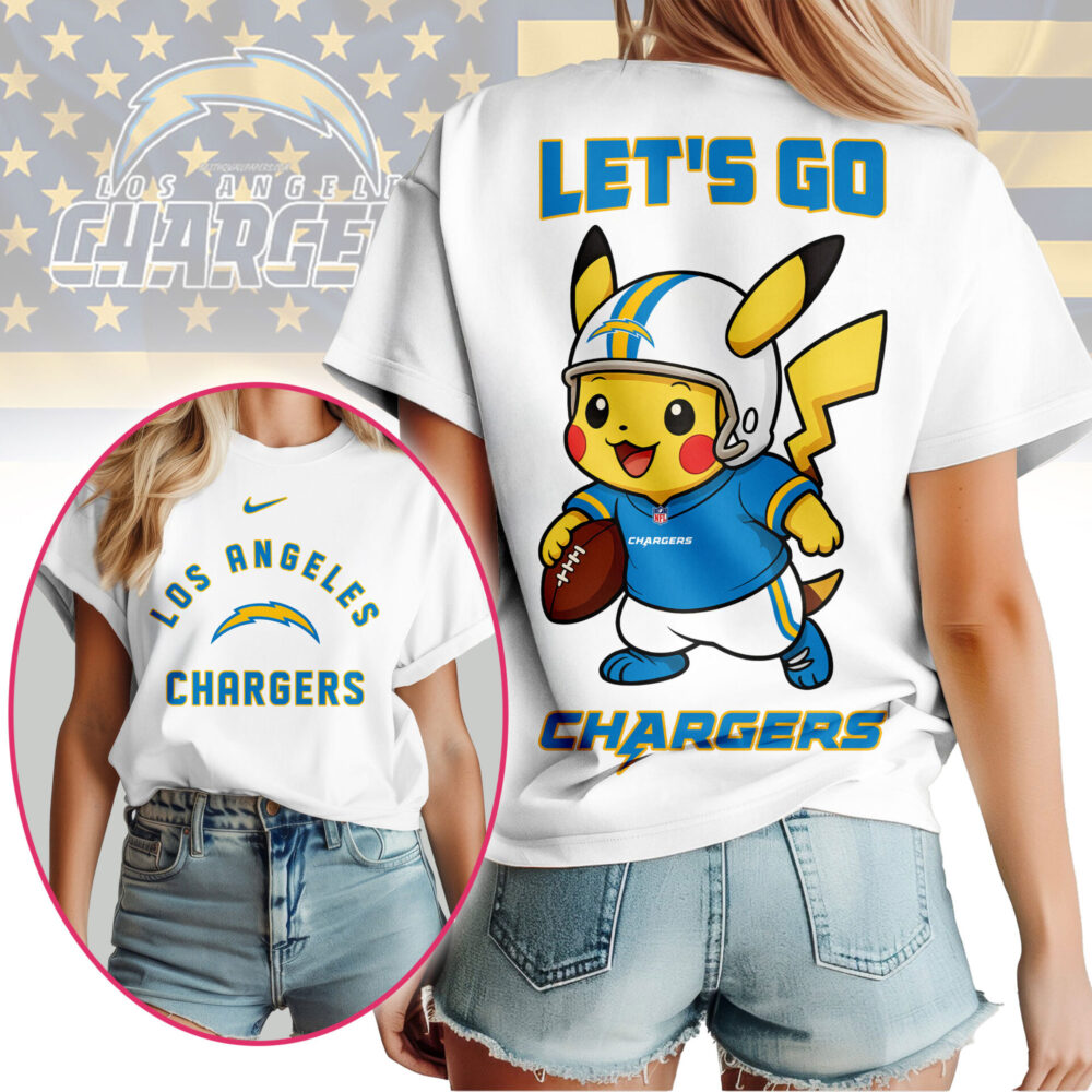 Los Angeles Chargers | Premium NFL Pokemon Fan 3D Shirt NY - M, Black