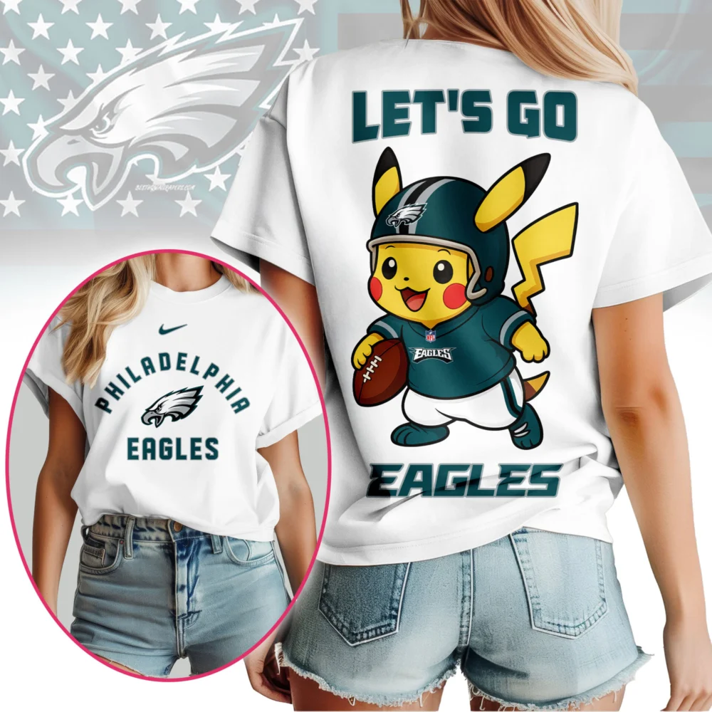 Philadelphia Eagles | Premium NFL Pokemon Fan 3D Shirt NY - 4XL, Black