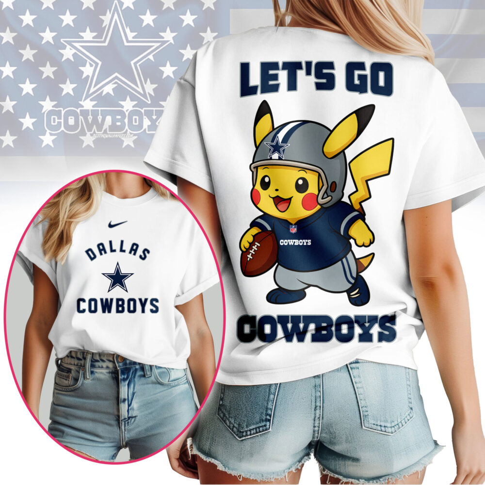 Dallas Cowboys | Premium NFL Pokemon Fan 3D Shirt NY - L, White
