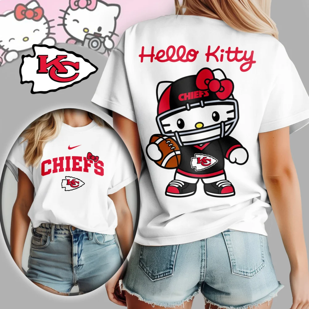 Kansas City Chiefs | Premium NFL Hello Kitty 3D Shirt TD - White, L