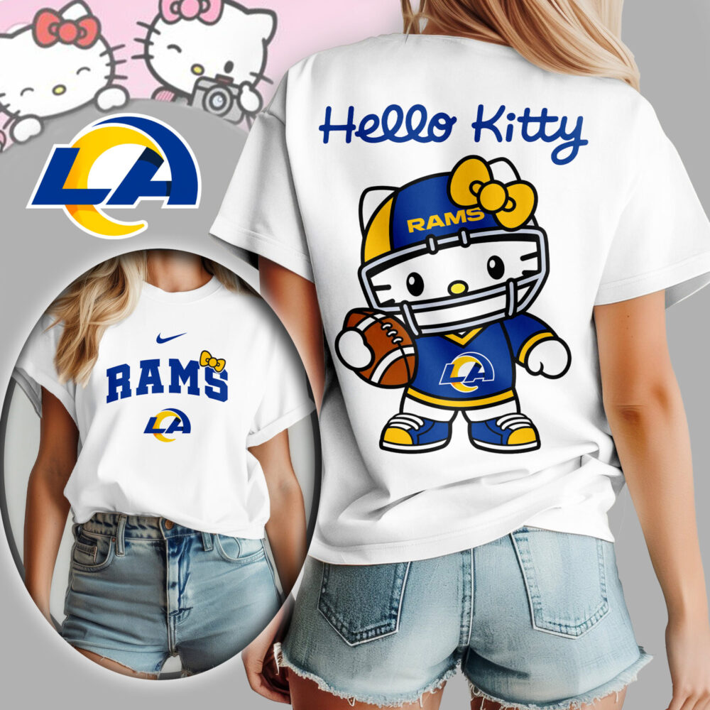 Los Angeles Rams | Premium NFL Hello Kitty 3D Shirt TD - White, 2XL