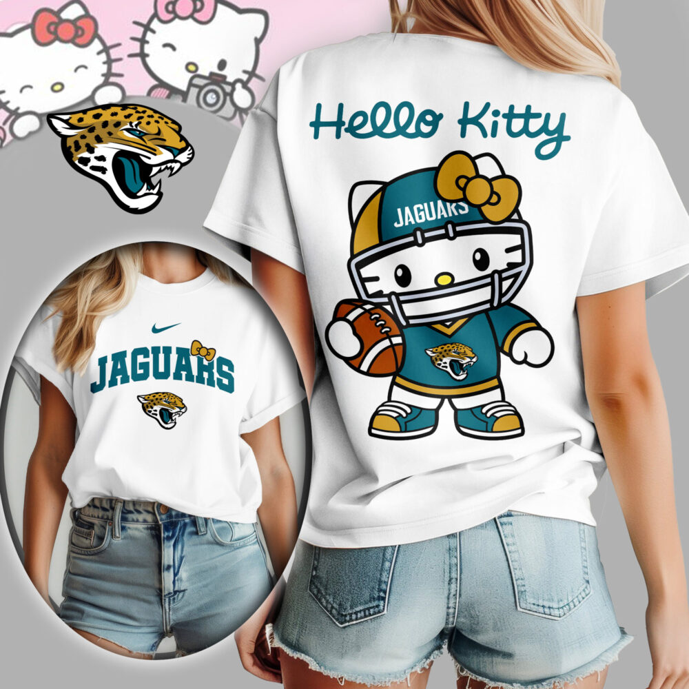 Jacksonville Jaguars | Premium NFL Hello Kitty 3D Shirt TD - White, 5XL