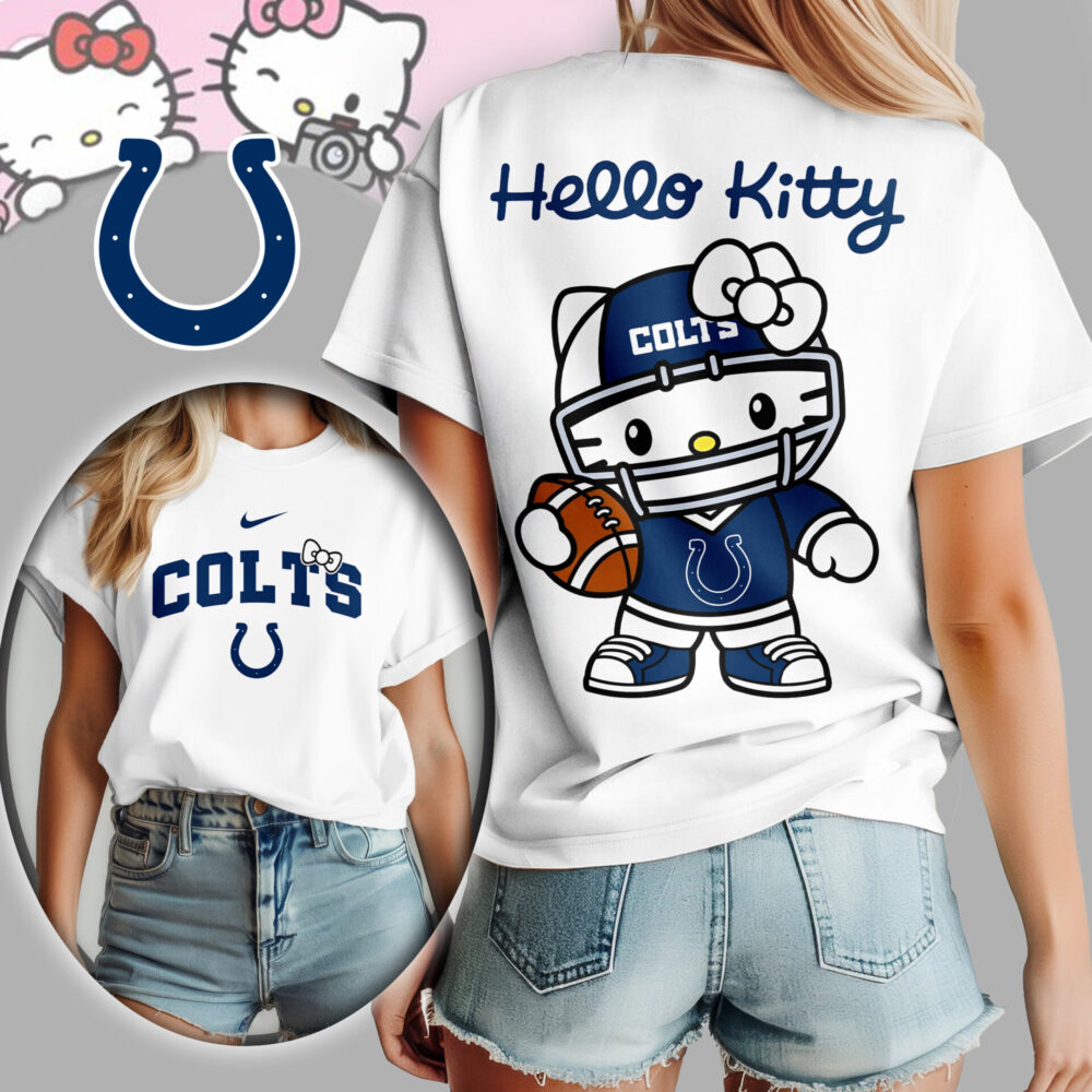 Indianapolis Colts | Premium NFL Hello Kitty 3D Shirt TD - White, 3XL