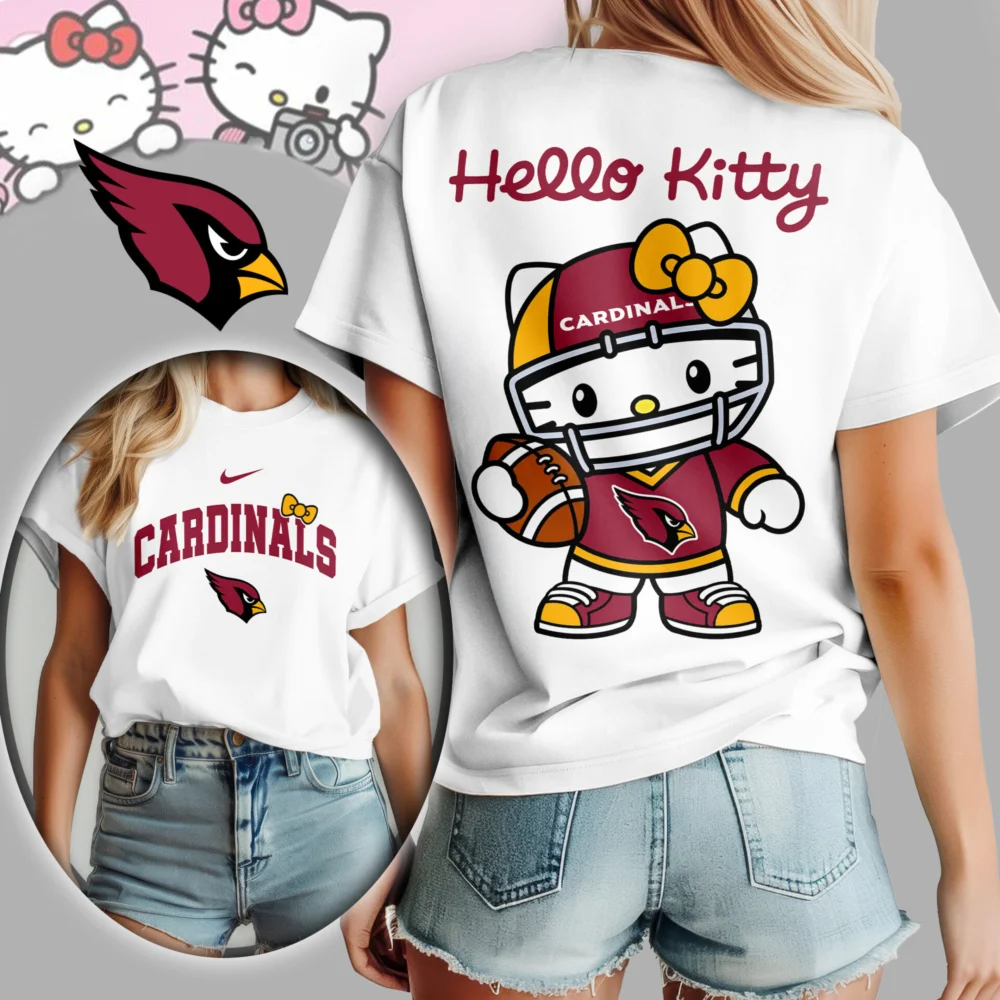 Arizona Cardinals | Premium NFL Hello Kitty 3D Shirt TD - White, L