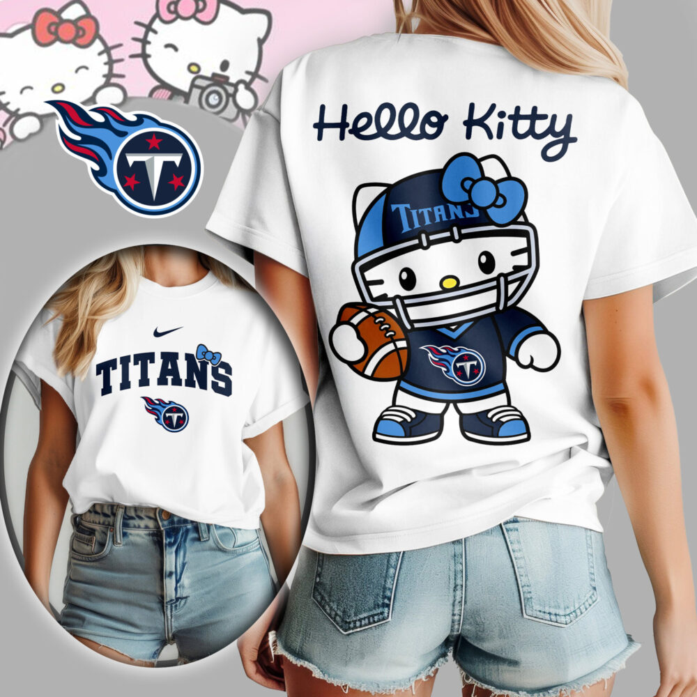 Tennessee Titans | Premium NFL Hello Kitty 3D Shirt TD - White, 2XL