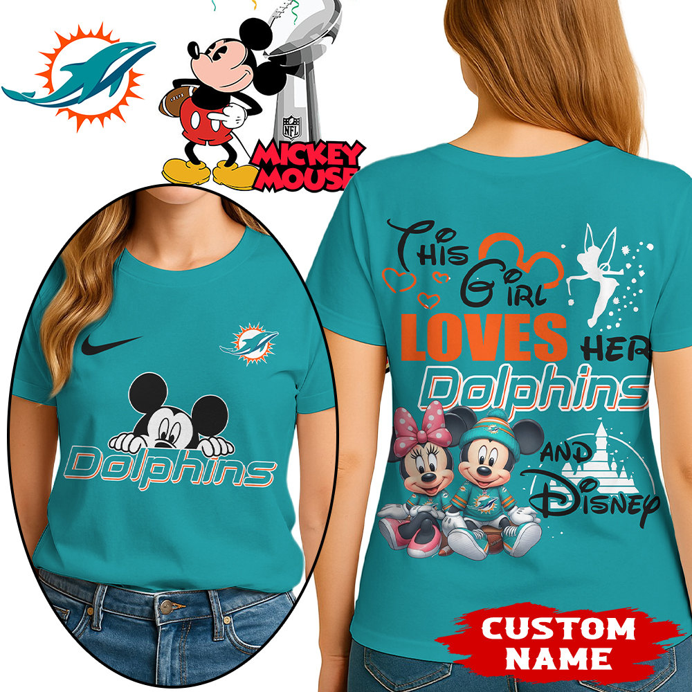 Miami Dolphins | Premium NFL Mickey Shirt HI - Aqua