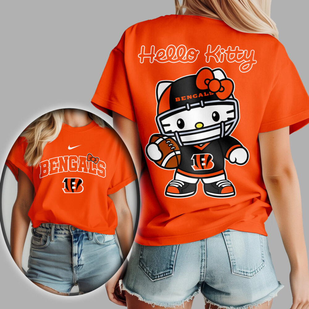 Cincinnati Bengals | Premium NFL Hello Kitty Women Shirt TD - Orange, XL