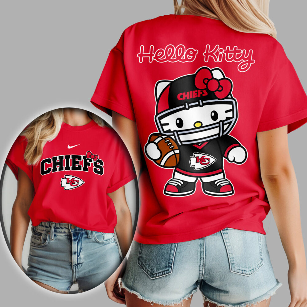 Kansas City Chiefs | Premium NFL Hello Kitty Women Shirt TD - Red, XL