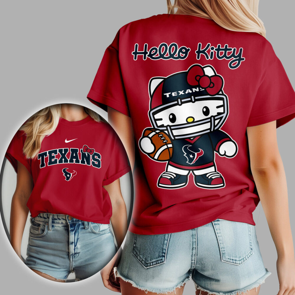 Houston Texans | Premium NFL Hello Kitty Women Shirt TD - Red, 5XL