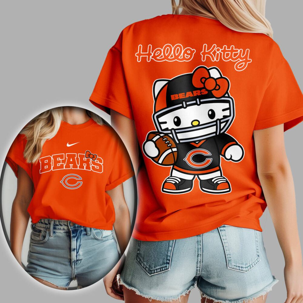 Chicago Bears | Premium NFL Hello Kitty 3D Shirt TD - Orange, M