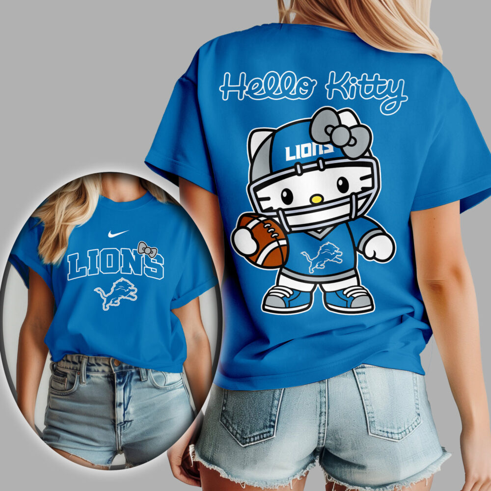 Detroit Lions | Premium NFL Hello Kitty Women Shirt TD - Blue, L
