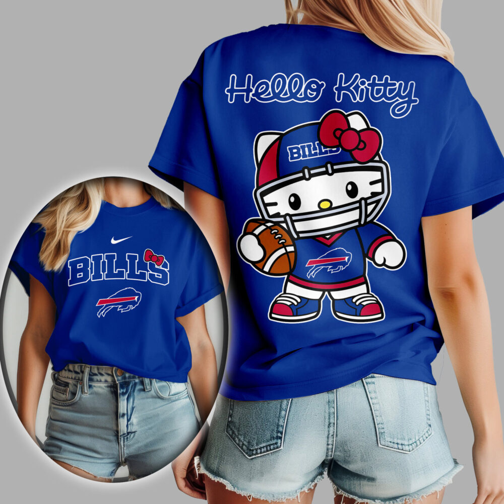 Buffalo Bills | Premium NFL Hello Kitty Women Shirt TD - Blue, 5XL