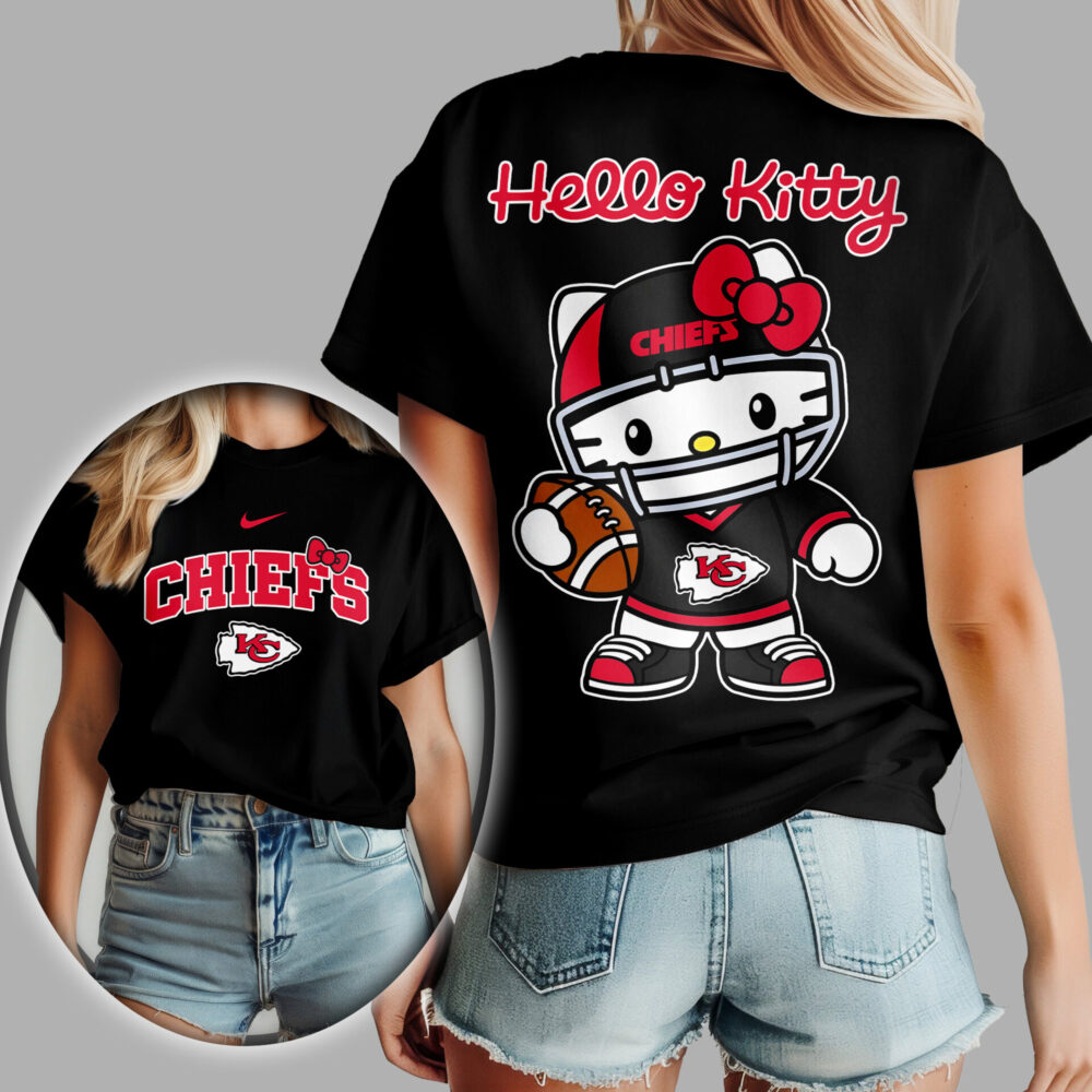Kansas City Chiefs | Premium NFL Hello Kitty Women Shirt TD - Black, 2XL