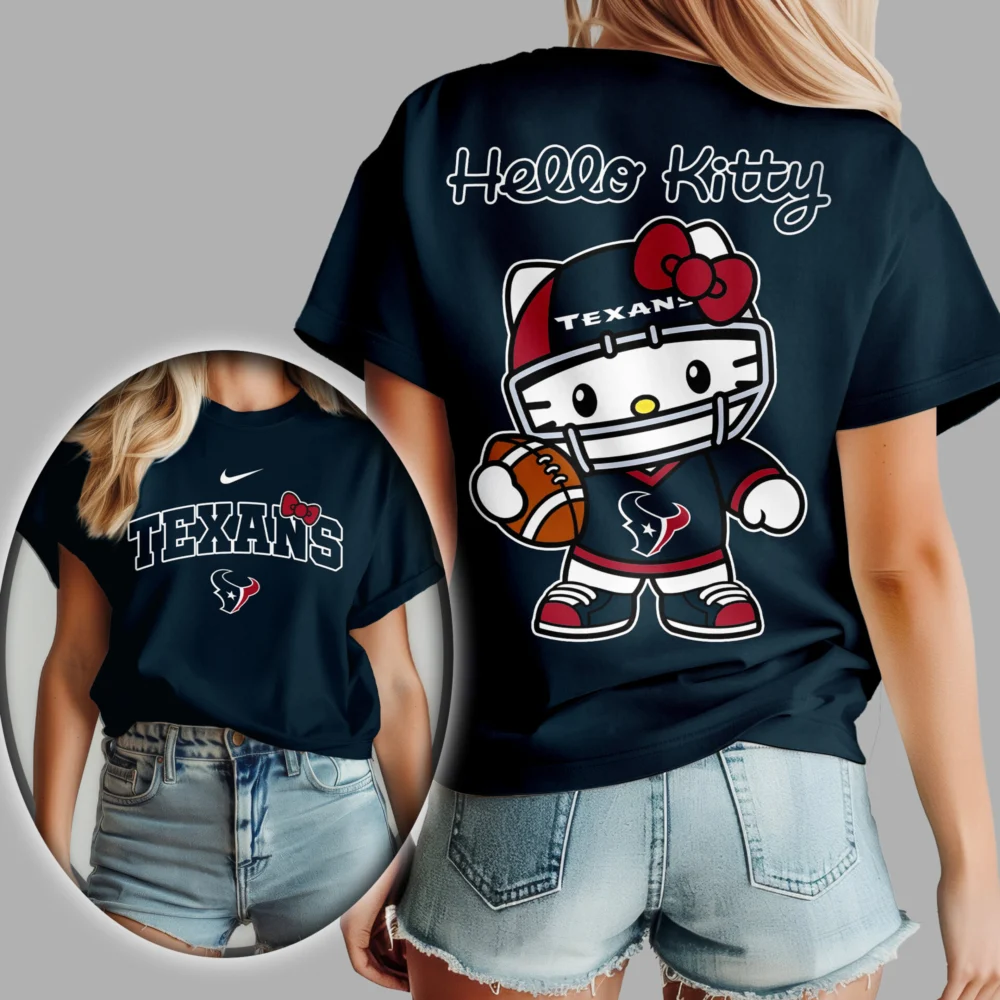 Houston Texans | Premium NFL Hello Kitty 3D Shirt TD - Blue, 3XL