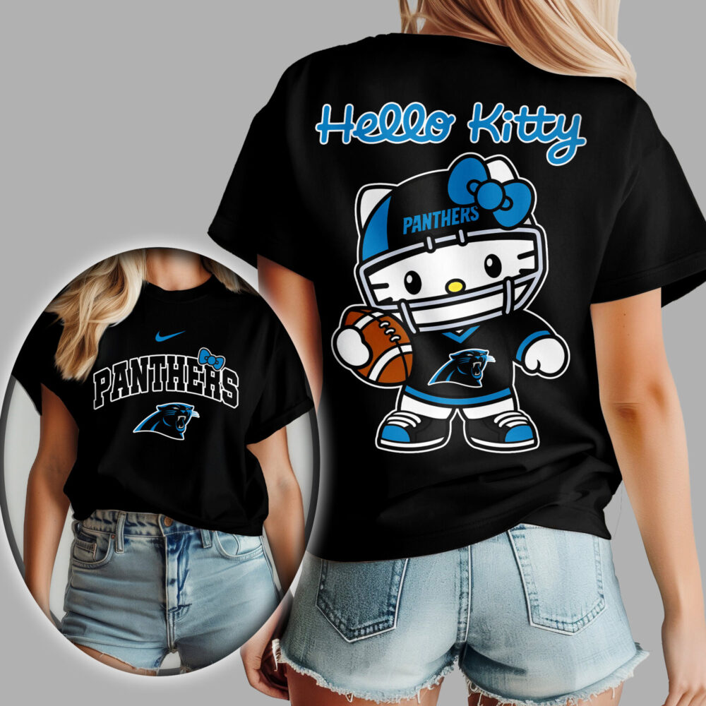 Carolina Panthers | Premium NFL Hello Kitty 3D Shirt TD - Black, 4XL