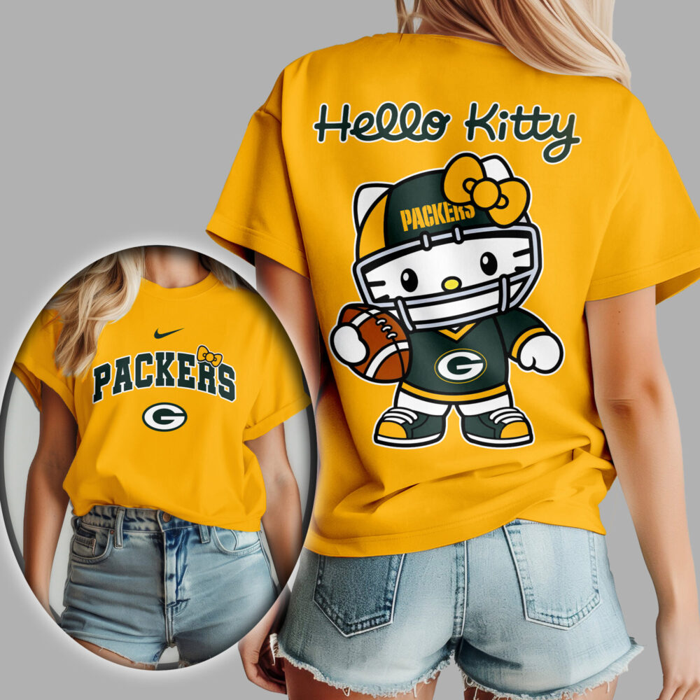 Green Bay Packers | Premium NFL Hello Kitty 3D Shirt TD - Yellow, M