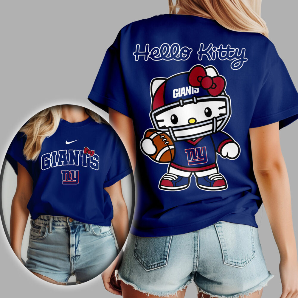 New York Giants | Premium NFL Hello Kitty 3D Shirt TD - Blue, 3XL