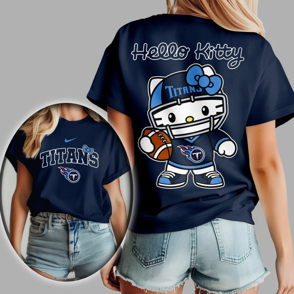 Tennessee Titans | Premium NFL Hello Kitty 3D Shirt TD - Blue, 5XL