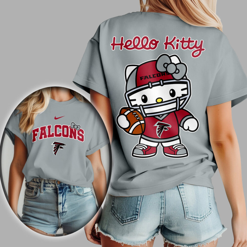 Atlanta Falcons | Premium NFL Hello Kitty Women Shirt TD - Gray, S