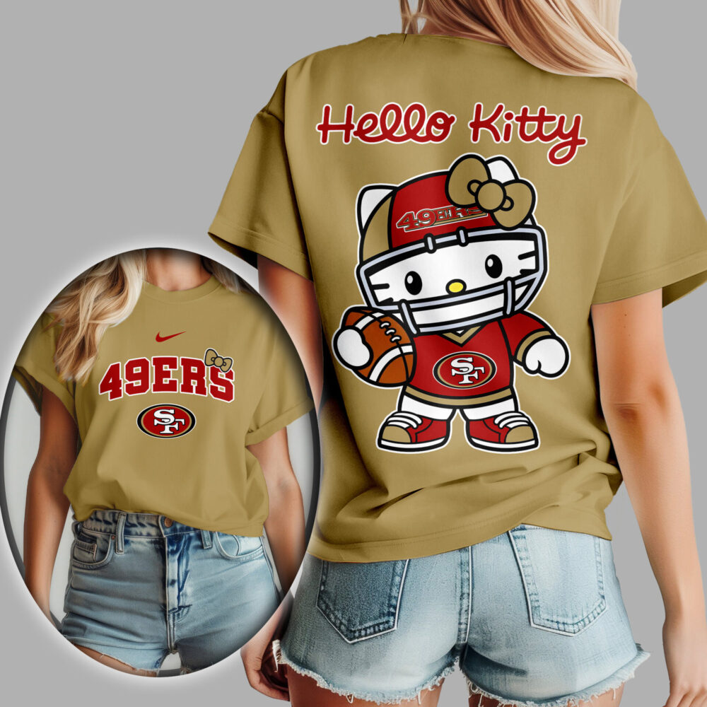 San Francisco 49ers | Premium NFL Hello Kitty Women Shirt TD - Gold, 2XL