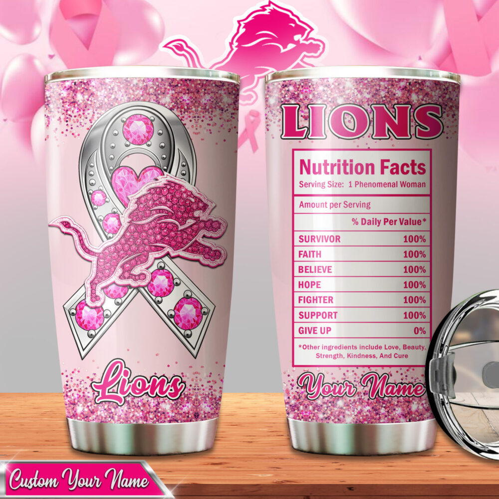 Detroit Lions | Premium NFL Breast Cancer Tumbler TD