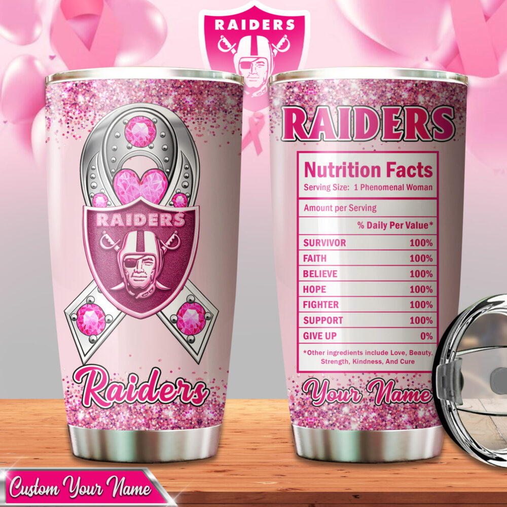 Las Vegas Raiders | Premium NFL Breast Cancer Tumbler TD