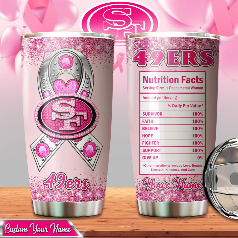 San Francisco 49ers | Premium NFL Breast Cancer Tumbler TD - 20oz