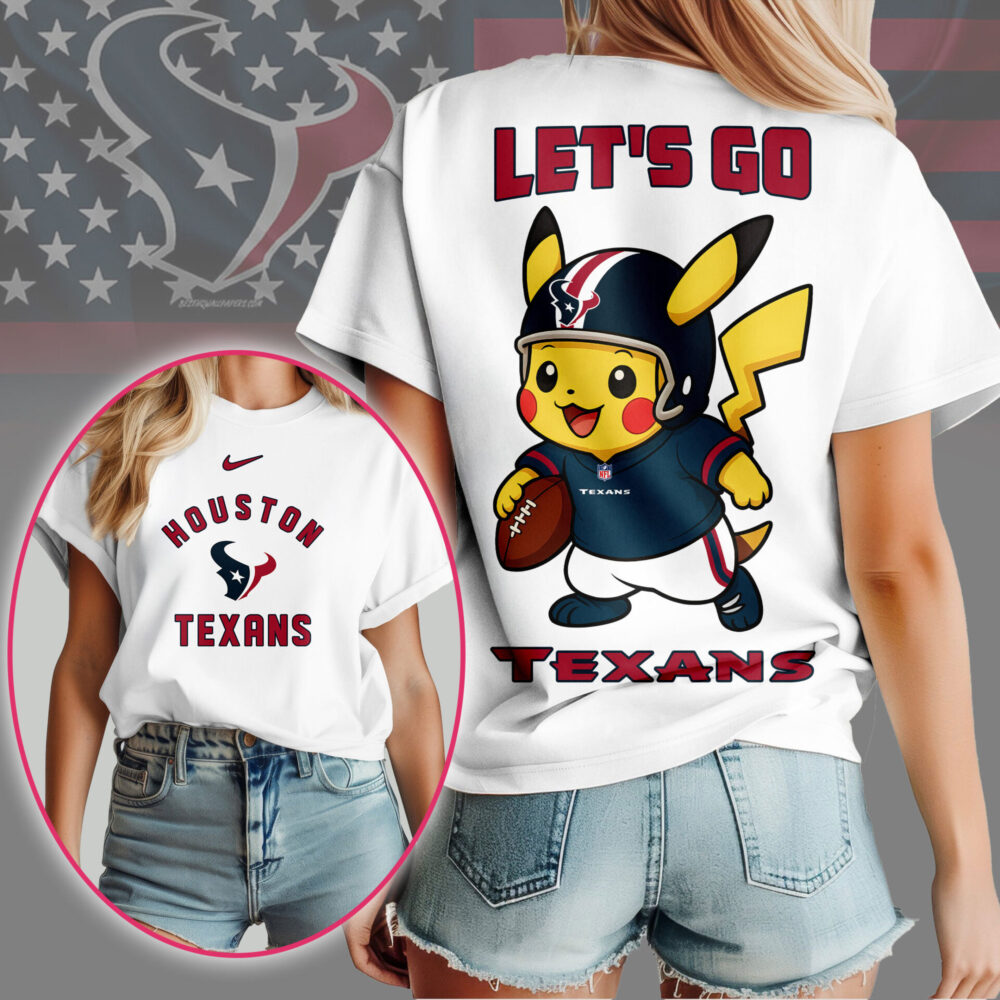 Houston Texans | Premium NFL Pokemon Fan 3D Shirt NY - 2XL, Black
