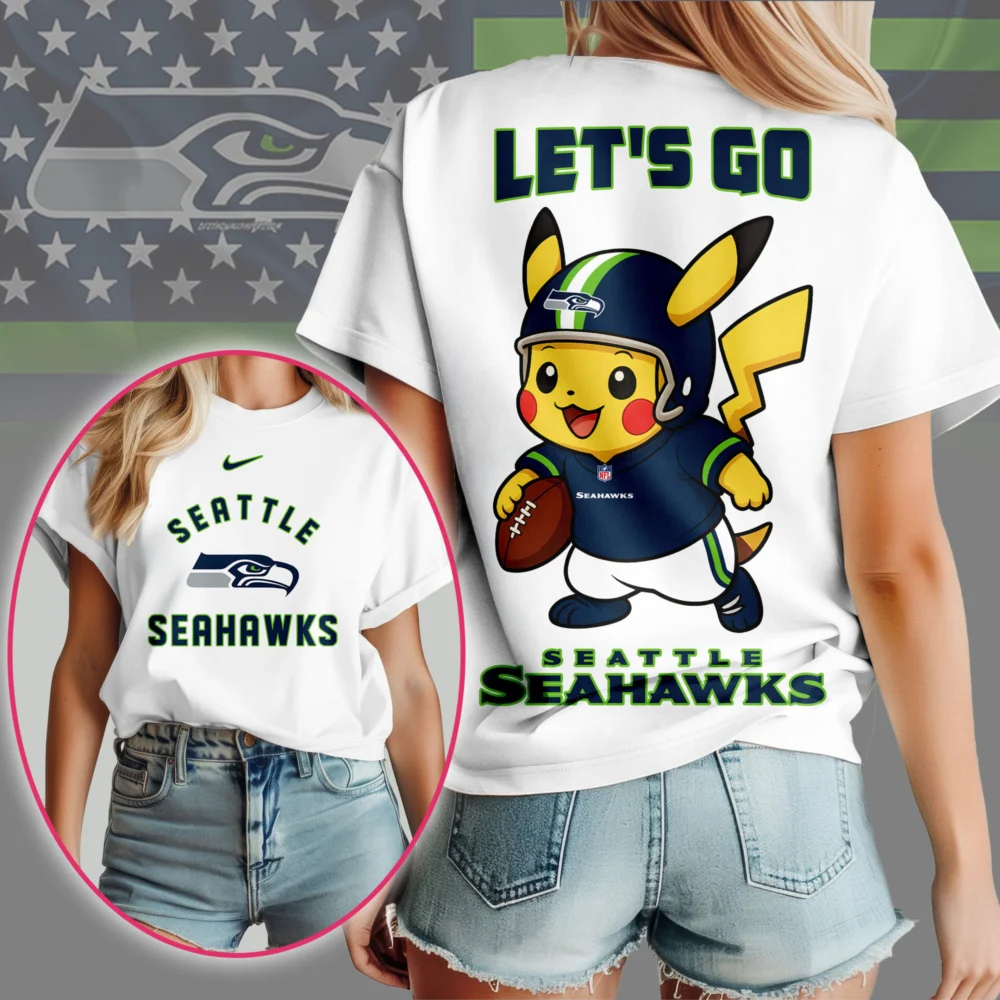 Seattle Seahawks | Premium NFL Pokemon Fan 3D Shirt NY - 3XL, Purple