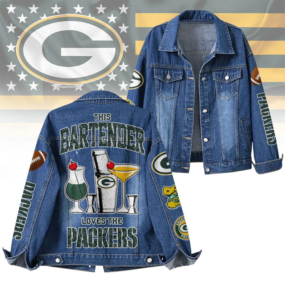 Green Bay Packers | Premium NFL Bartender Fan Denim Jacket NY
