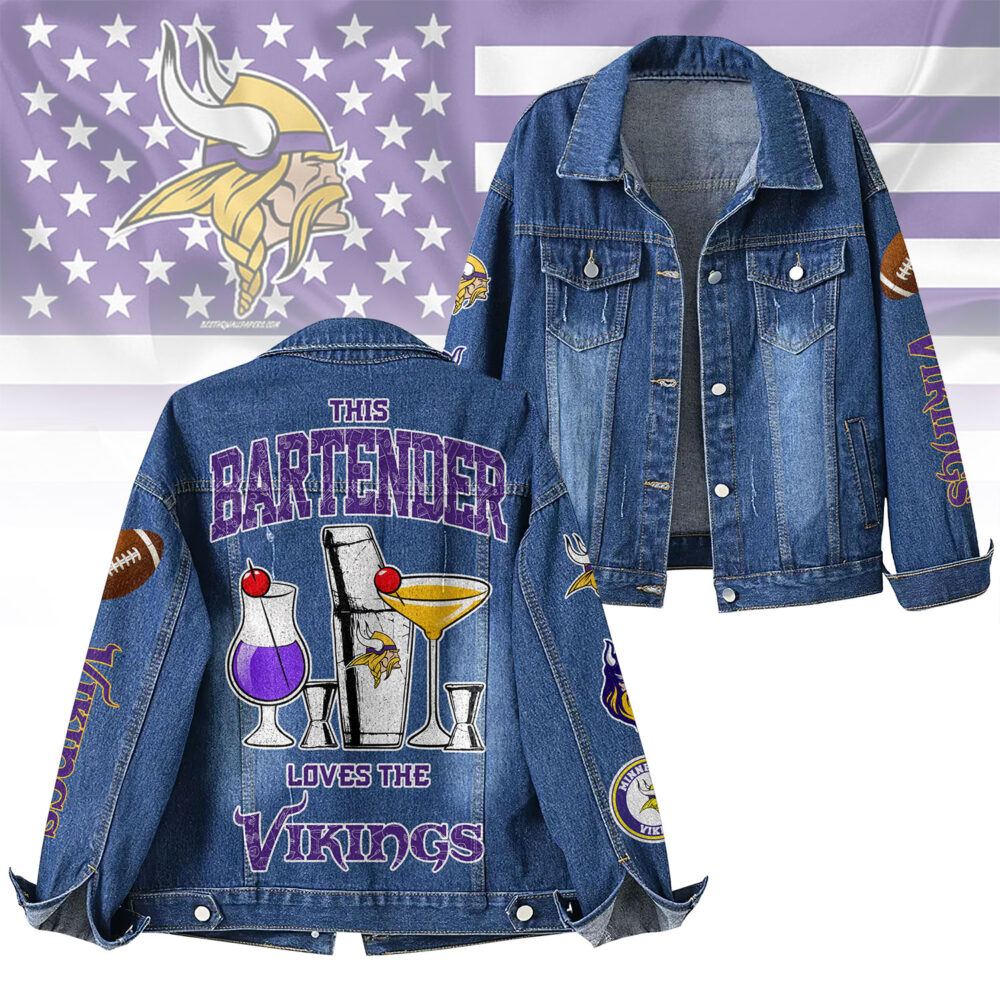 Minnesota Vikings | Premium NFL Bartender Fan Denim Jacket NY