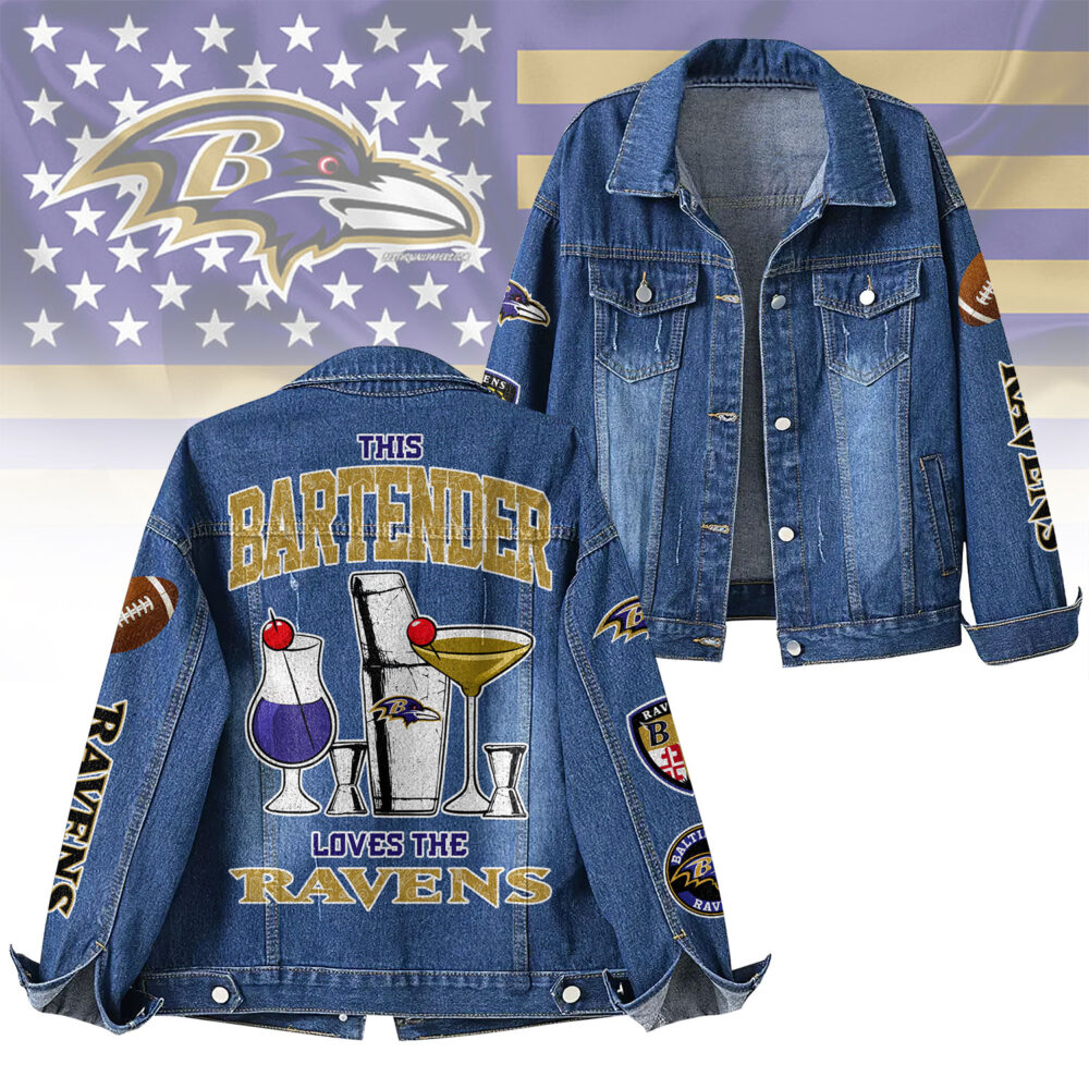 Baltimore Ravens | Premium NFL Bartender Fan Denim Jacket NY