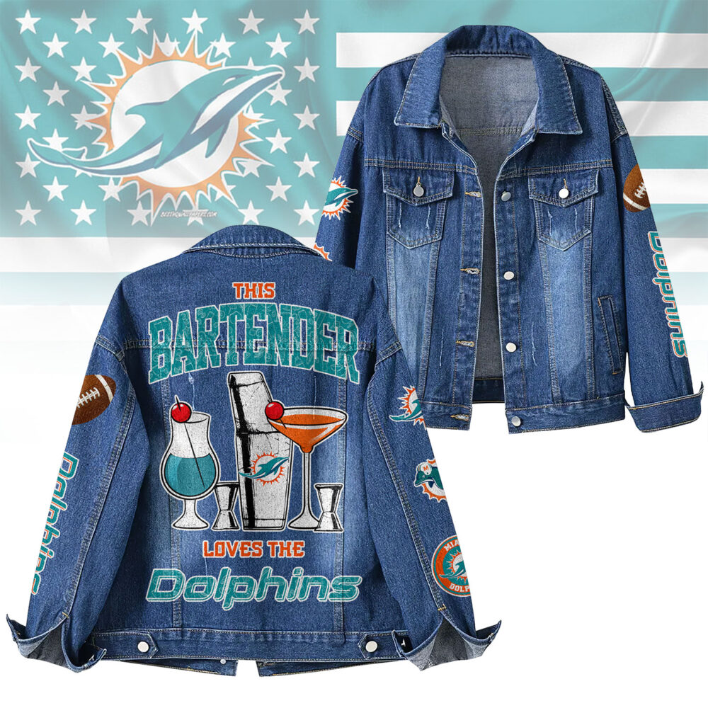 Miami Dolphins | Premium NFL Bartender Fan Denim Jacket NY