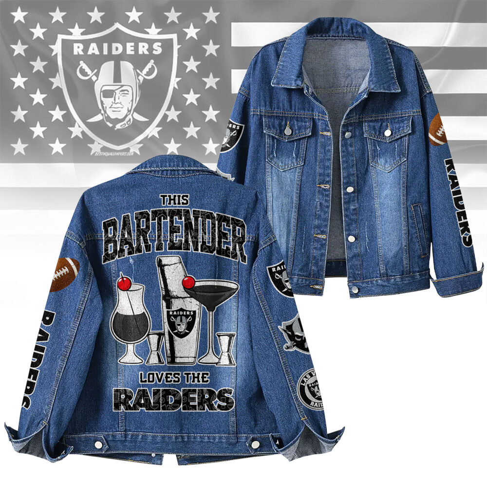 Las Vegas Raiders | Premium NFL Bartender Fan Denim Jacket NY