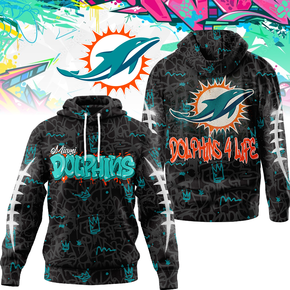 Miami Dolphins | Premium NFL Special Graffiti My Team 4 Life Hoodie MM